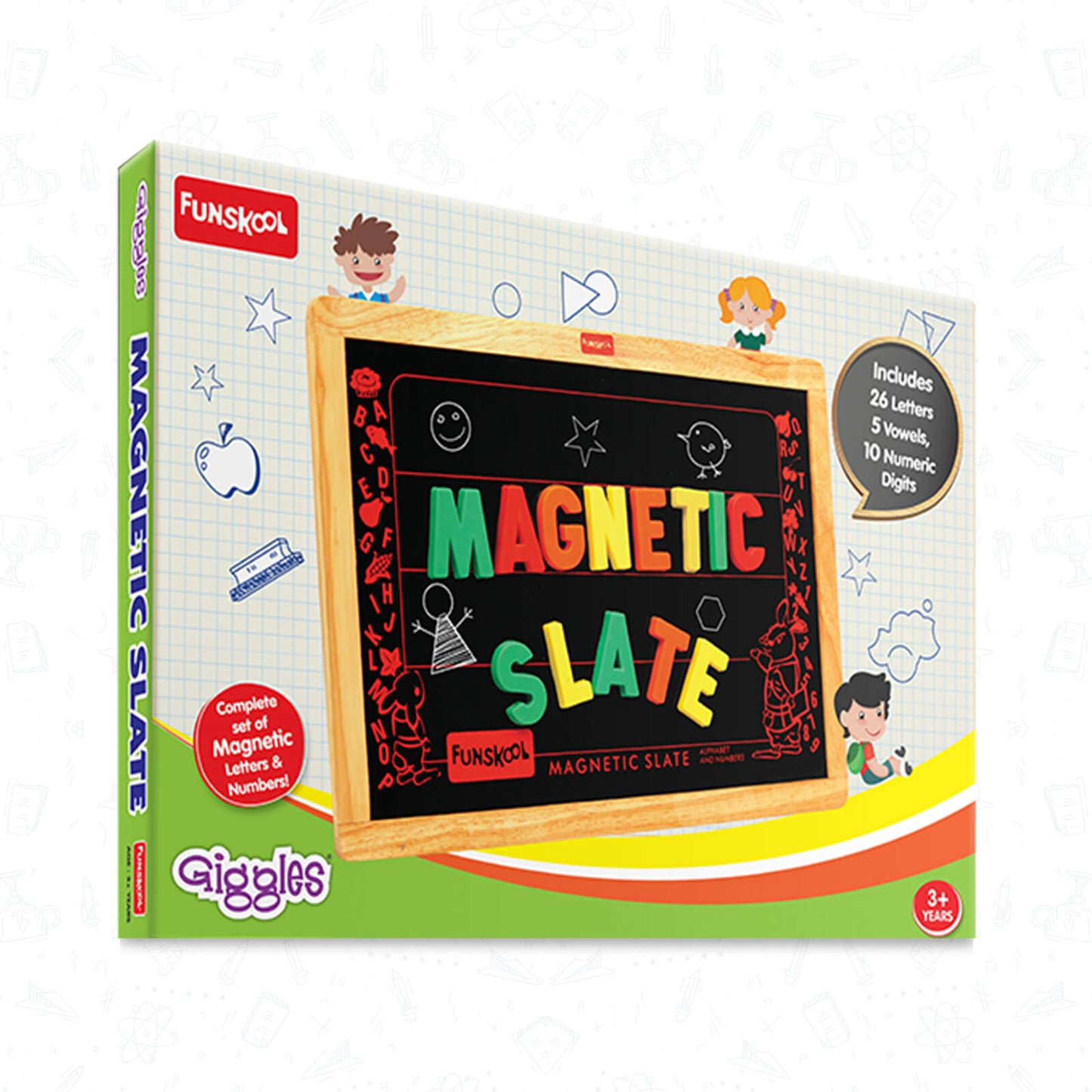 Funskool Giggles - Magnetic Slate , Alphabet and Numbers learning board, Early learning, 3 Years & above, Preschool toys