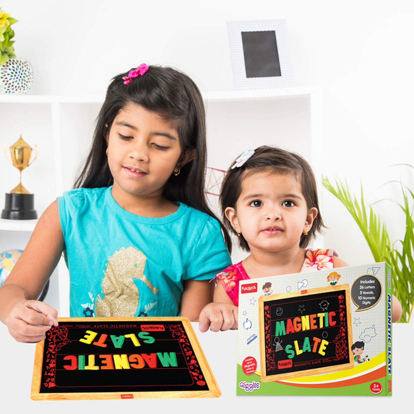 Funskool Giggles - Magnetic Slate , Alphabet and Numbers learning board, Early learning, 3 Years & above, Preschool toys