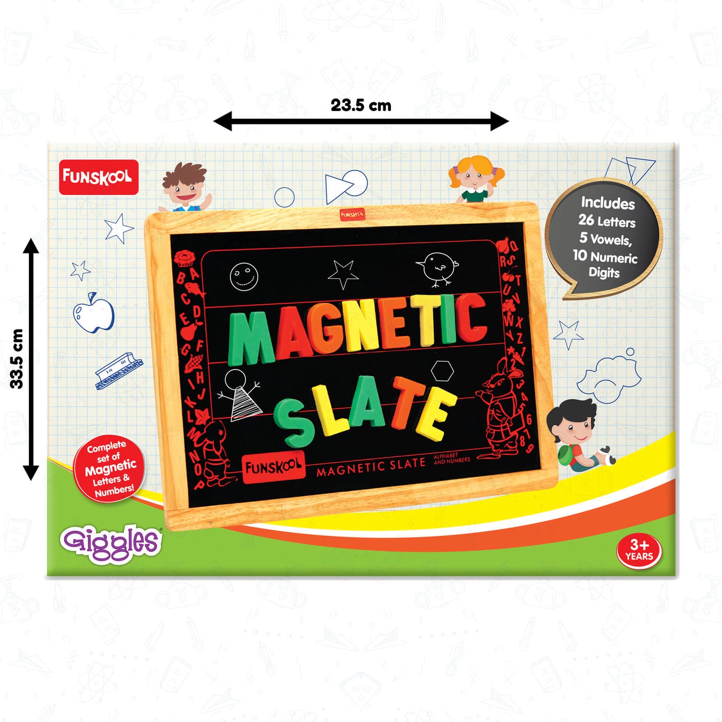 Funskool Giggles - Magnetic Slate , Alphabet and Numbers learning board, Early learning, 3 Years & above, Preschool toys