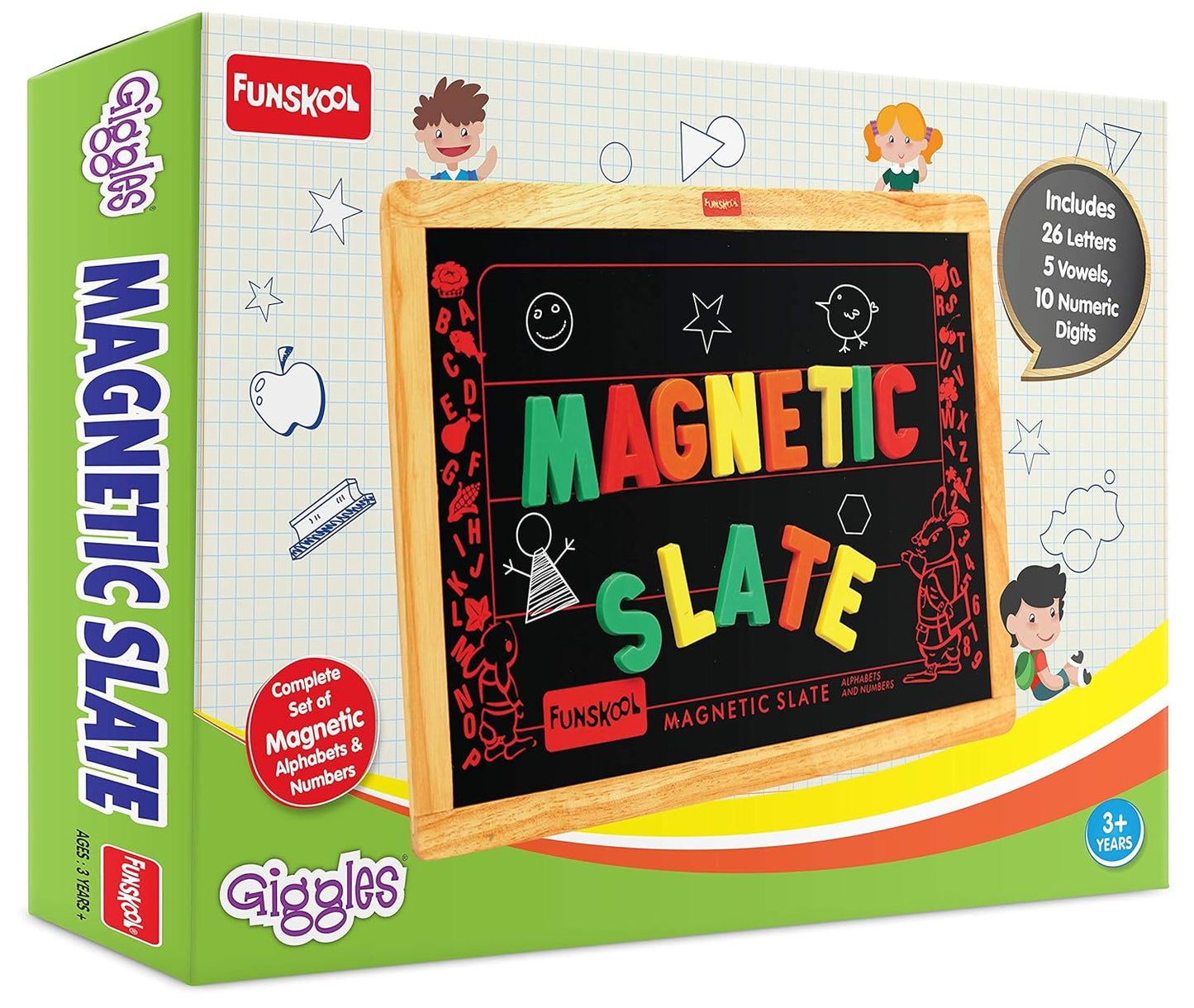 Funskool Giggles - Magnetic Slate , Alphabet and Numbers learning board, Early learning, 3 Years & above, Preschool toys