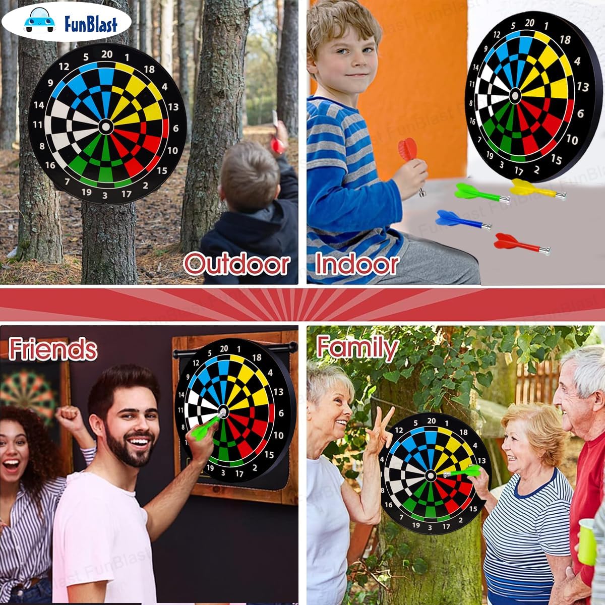 Magnetic Dart Board with 6 Darts, 33 cm Diameter