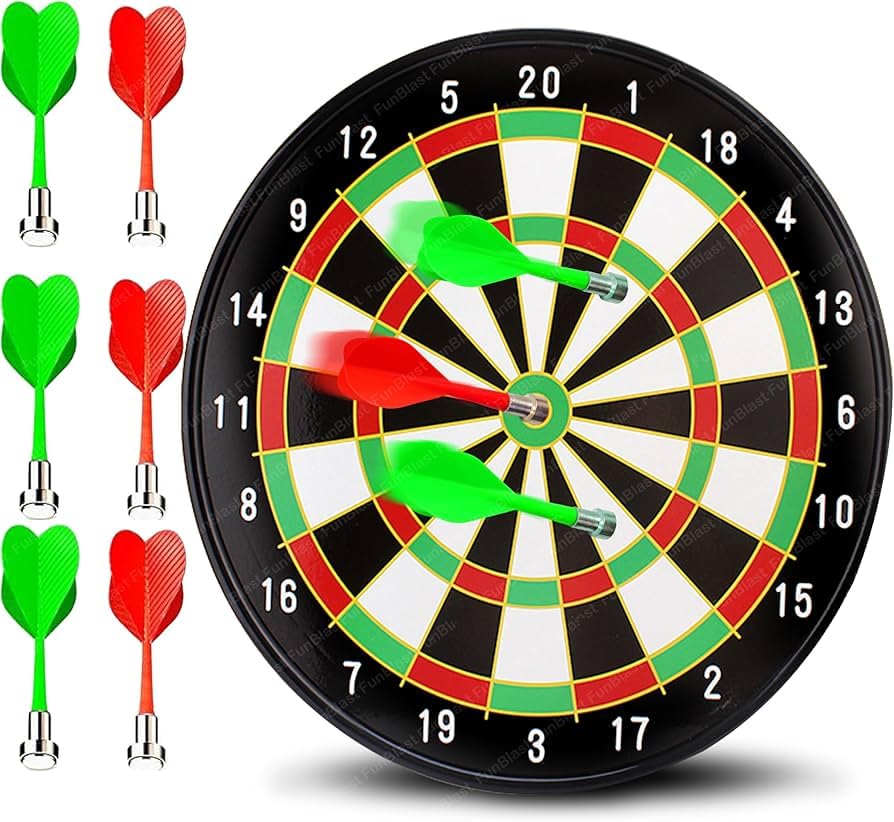 Magnetic Dart Board with 6 Darts, 33 cm Diameter