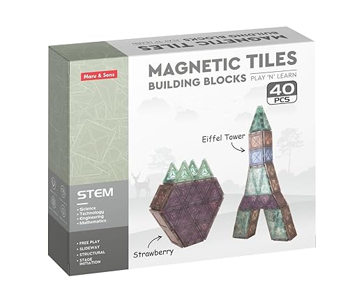 Magnetic Blocks for Kids Tiles, Magneticc Blocks for Kidss, Constructing & Learning Builder Educational Kids Magnetic Game (Magnetic Tiles 40)