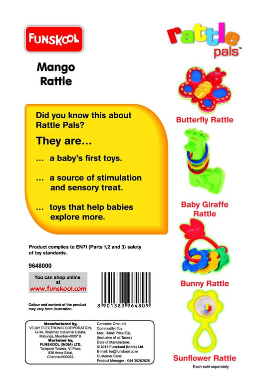 Funskool Giggles, Mango Rattle, 3 rotating balls, colourful beads, 6 months & above