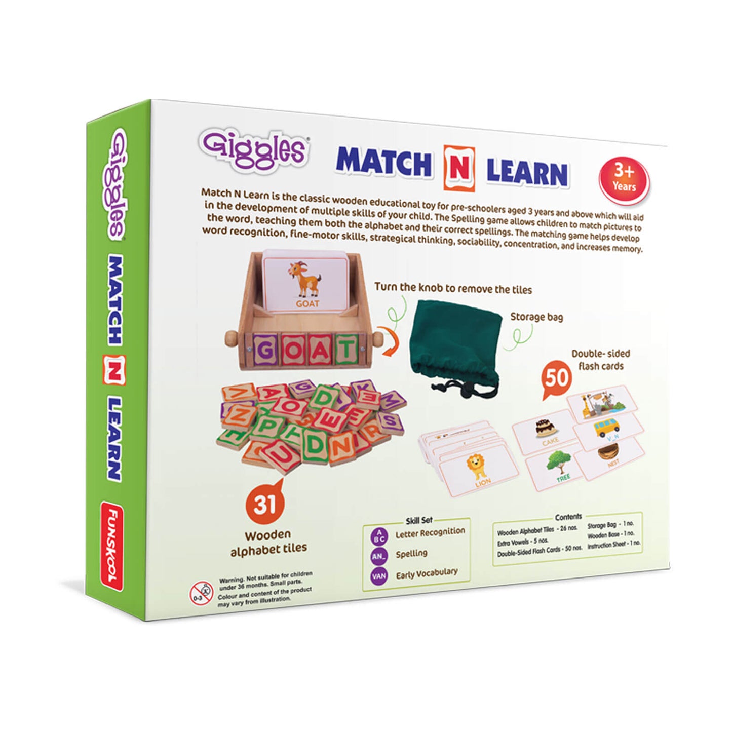 Giggles Funskool Ramp Racer, Wooden Racing Toy for Kids with 3 Mini Cars, Encourages Learning & Development, Motor Skills, Fun Activity for Preschool, Gift Set for Kid, Age 18+ Months