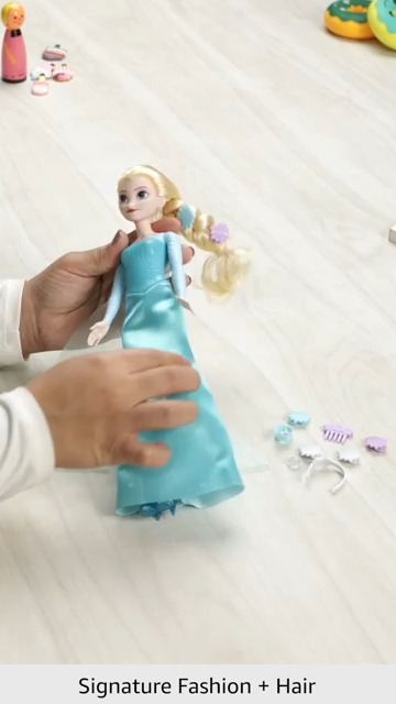 Disney Frozen Toys, Elsa Fashion Doll in Signature Blue Dress and 9 Accessories Inspired by Frozen Movies, Gifts for Kids
