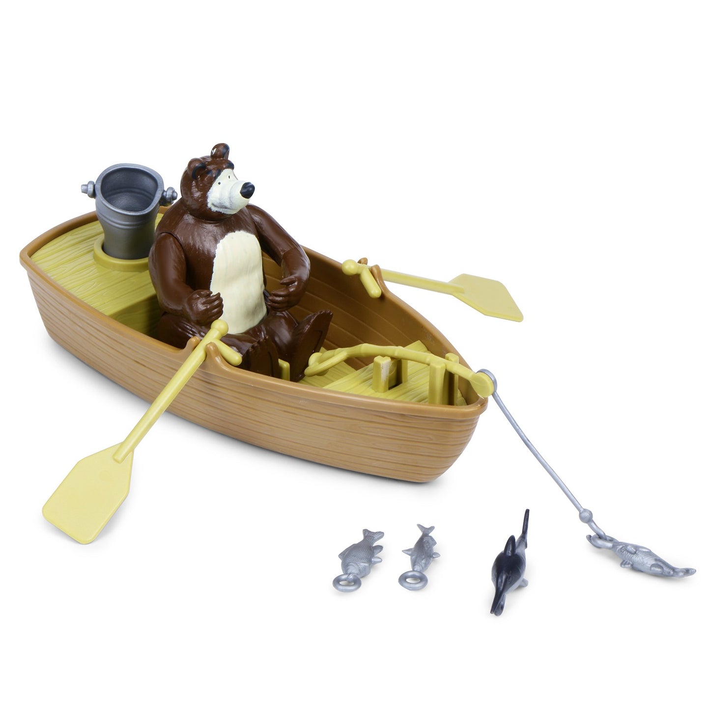 Masha and the Bear By Fratelli Playset(3 Inch Masha Series Bear Doll and Its Boat and Fishing Accessories)