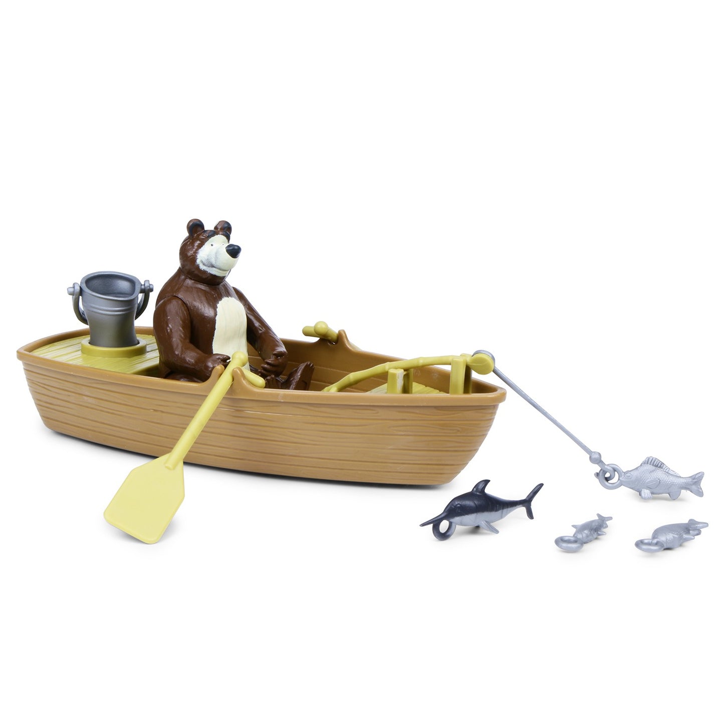Masha and the Bear By Fratelli Playset(3 Inch Masha Series Bear Doll and Its Boat and Fishing Accessories)
