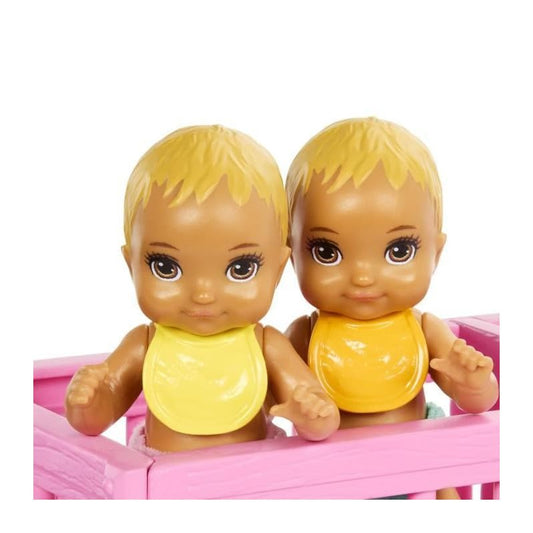 Barbie Skipper Doll & Nursery Playset with Accessories, Includes Twin Baby Dolls, Crib, Swing, See-Saw & More