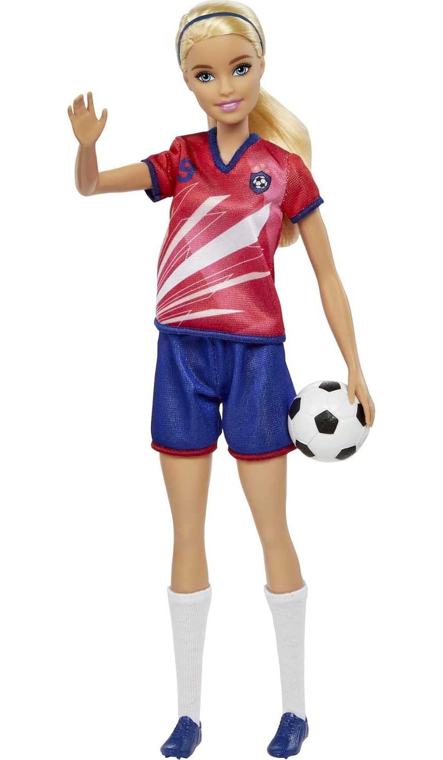 Barbie Soccer Doll, Blonde Ponytail, Colorful #9 Uniform, Soccer Ball, Cleats, Tall Socks, Great Sports-Inspired Gift for Ages 3 and Up