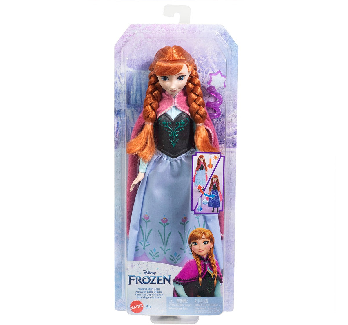 Mattel Disney Frozen Anna Magical Color-Change Skirt Fashion Doll, Inspired by Disney Movie, Posable