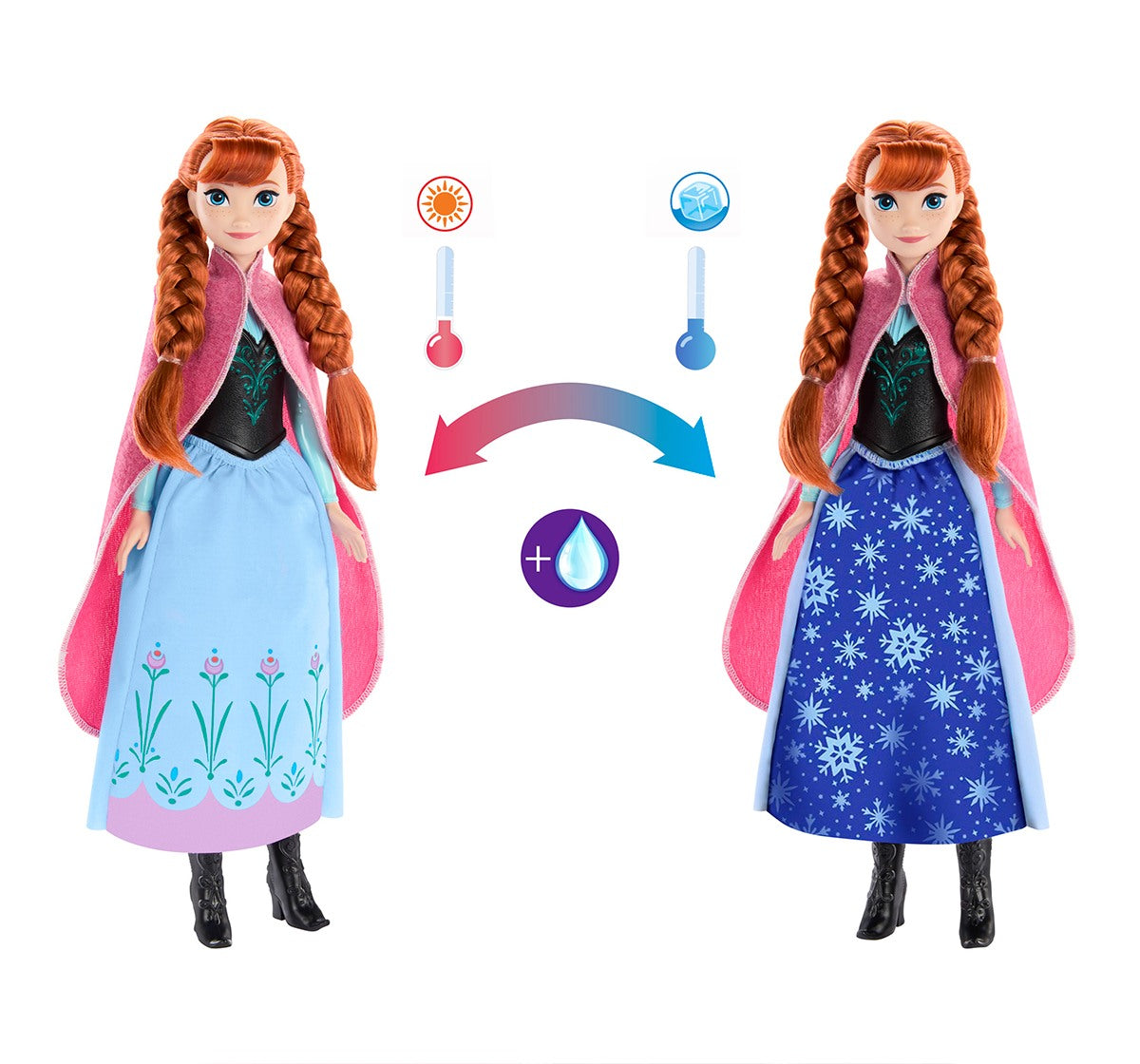 Mattel Disney Frozen Anna Magical Color-Change Skirt Fashion Doll, Inspired by Disney Movie, Posable
