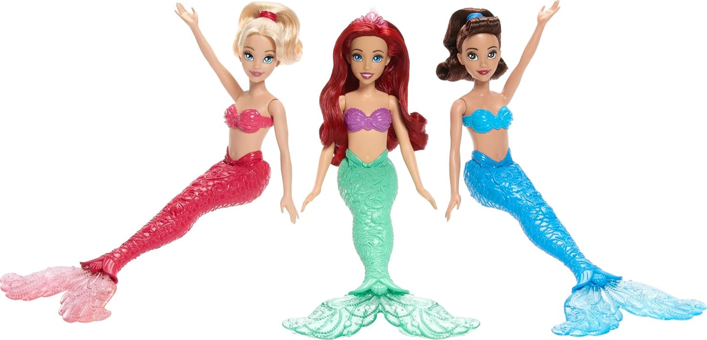 Disney Princess Mattel Ariel Mermaid Fashion Doll & 2 Mermaid Sister Dolls, Posable & with Glitter Fins, Inspired by Disney The Little Mermaid Movie