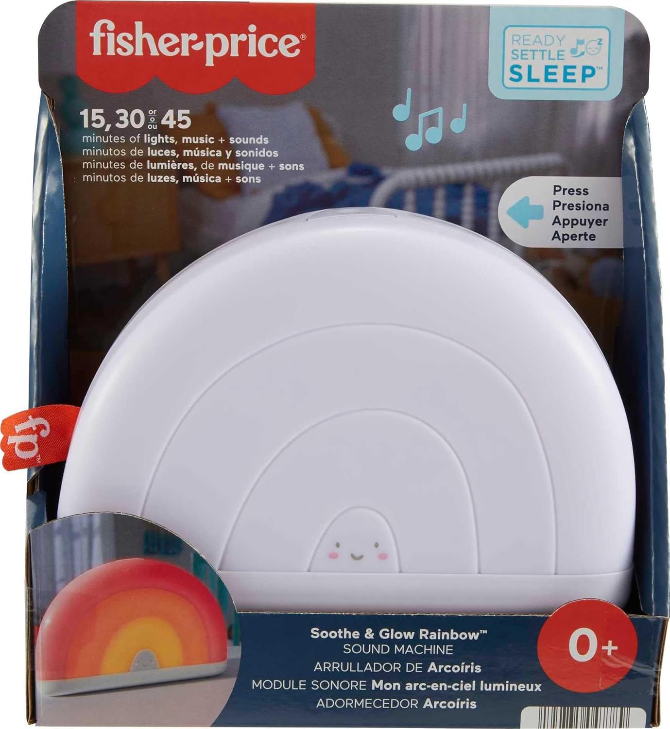 Fisher-Price Soothe & Glow Rainbow Sound Machine with Music and Lights for Babies from Birth and up