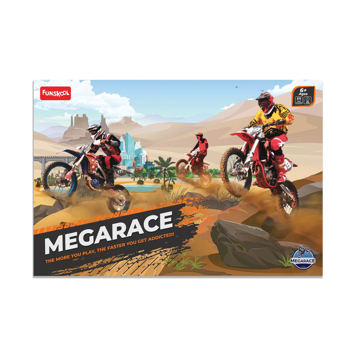 Funskool Games Megarace,Adventure Game,Bike Game, for 6 Year Old Kids and Above, Multicolor