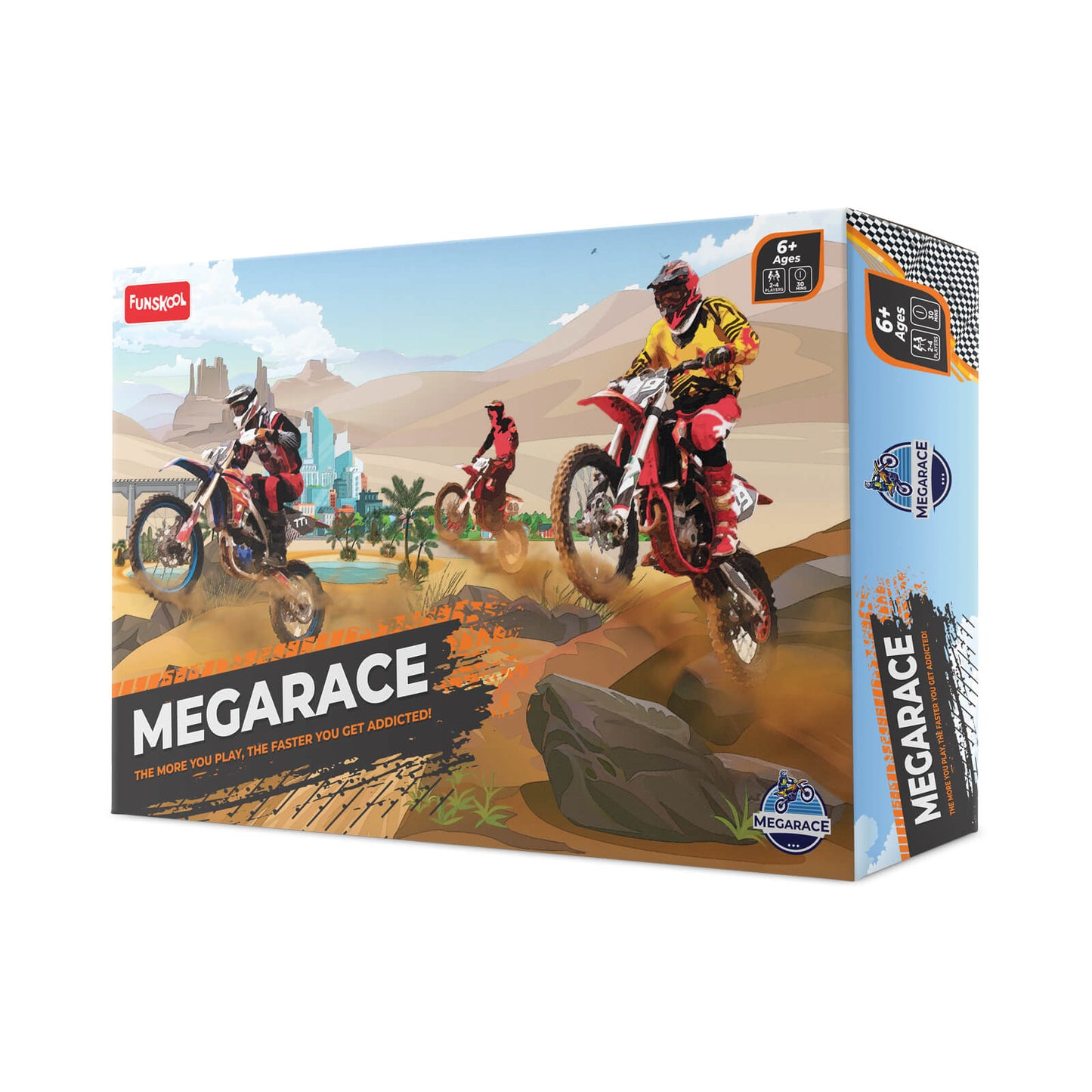 Funskool Games Megarace,Adventure Game,Bike Game, for 6 Year Old Kids and Above, Multicolor