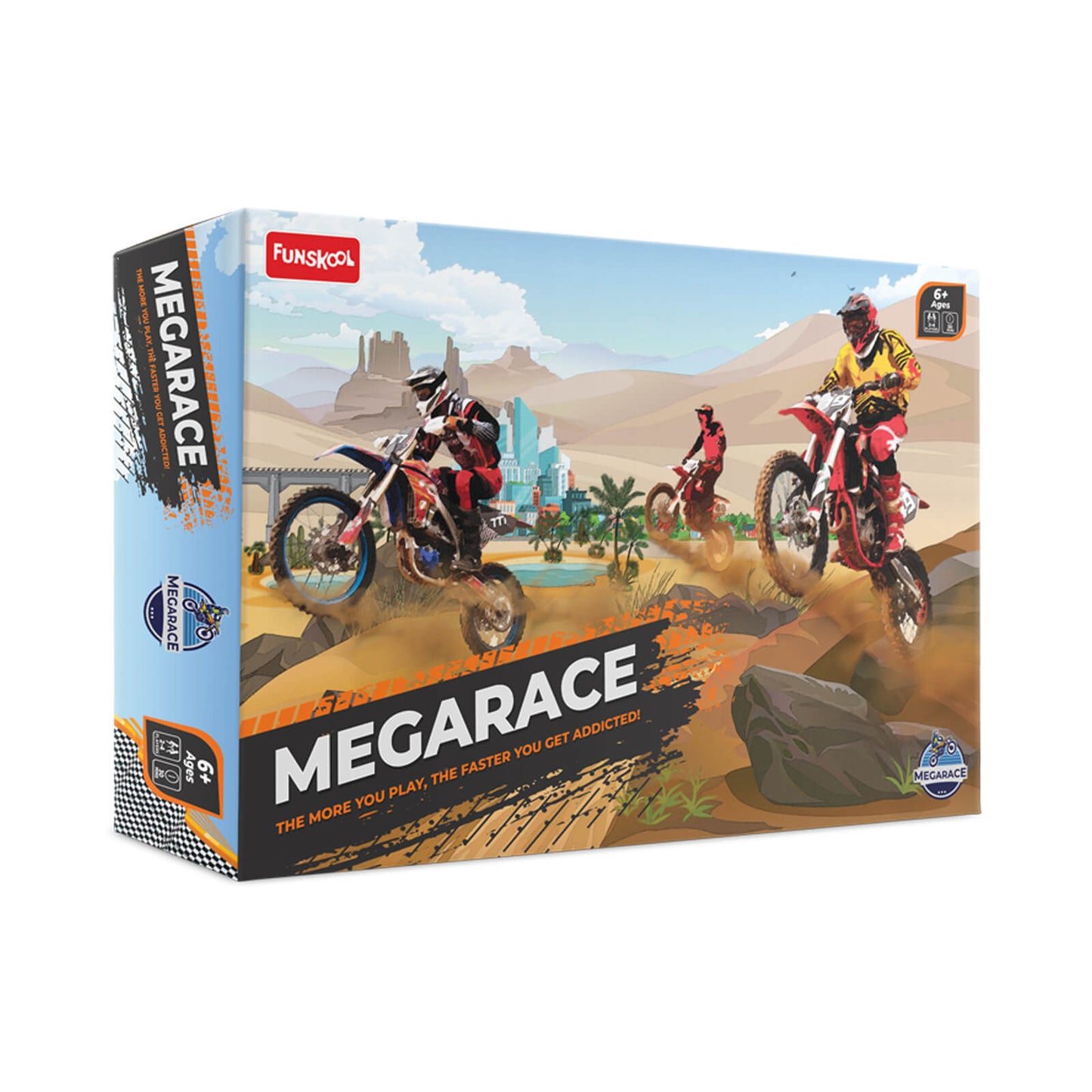 Funskool Games Megarace,Adventure Game,Bike Game, for 6 Year Old Kids and Above, Multicolor