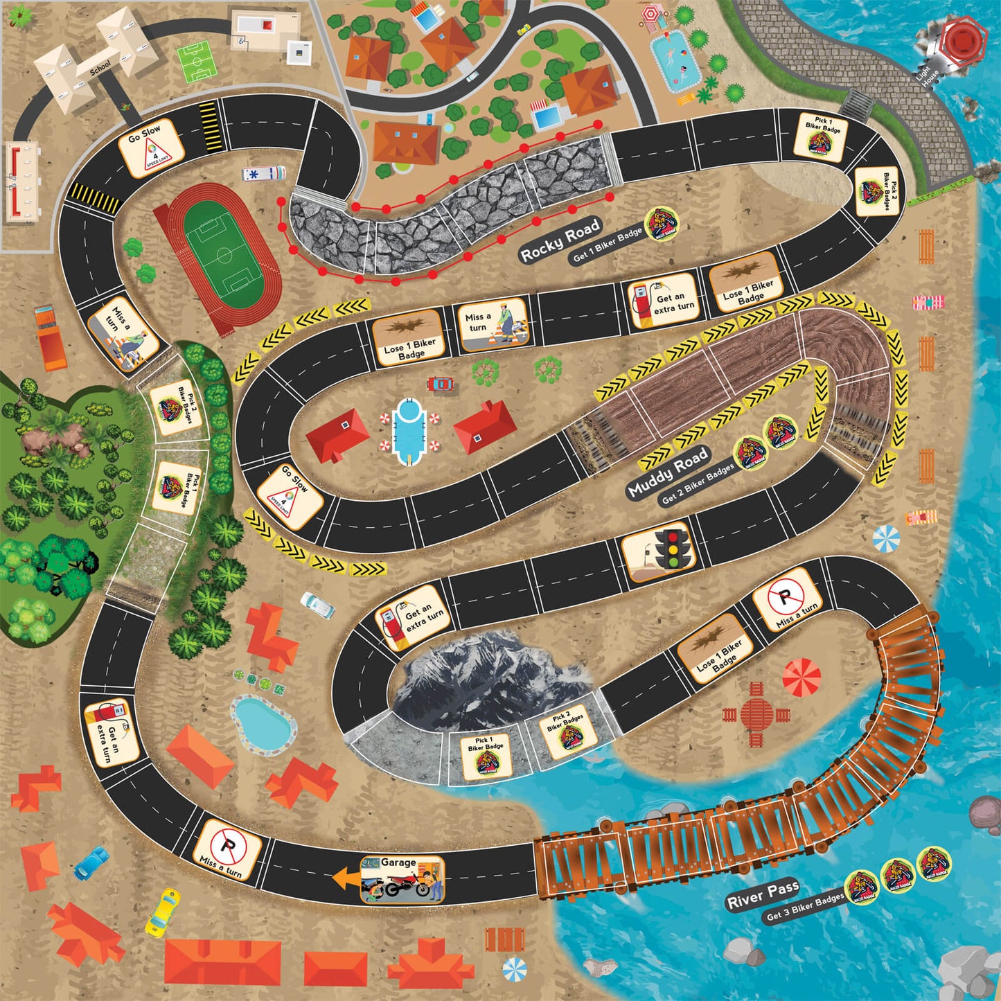 Funskool Games Megarace,Adventure Game,Bike Game, for 6 Year Old Kids and Above, Multicolor