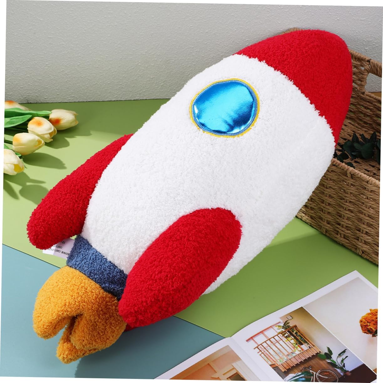 Cabilock Space Rocket Doll Decoration Space Themed Children's Decoration Space Animal Plush Space Pillow Short Plush