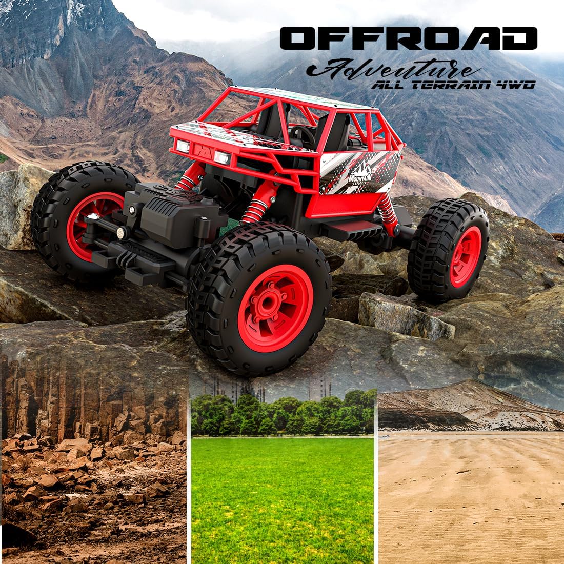 Varrnii ENTERPRISE! Duster C-Type USB Rechargeable 4x4 RC Car | Car with Nitro Boost, Spring Suspensions | 4WD Rock Crawler | Fun RC Toy Gift for Kids (4 Wheel Drive)