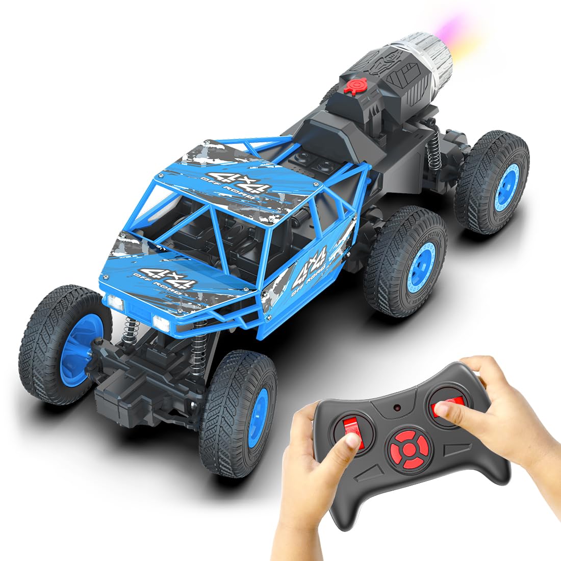 Mirana Mega Ranger | 6WD 4x4 RC Car Toy for Kids | High Speed ATV Remote Control Rock Crawler with Smoke Exhaust | C-Type USB Rechargeable Offroad Monster Truck | Gift for Boys & Girls (Silver)