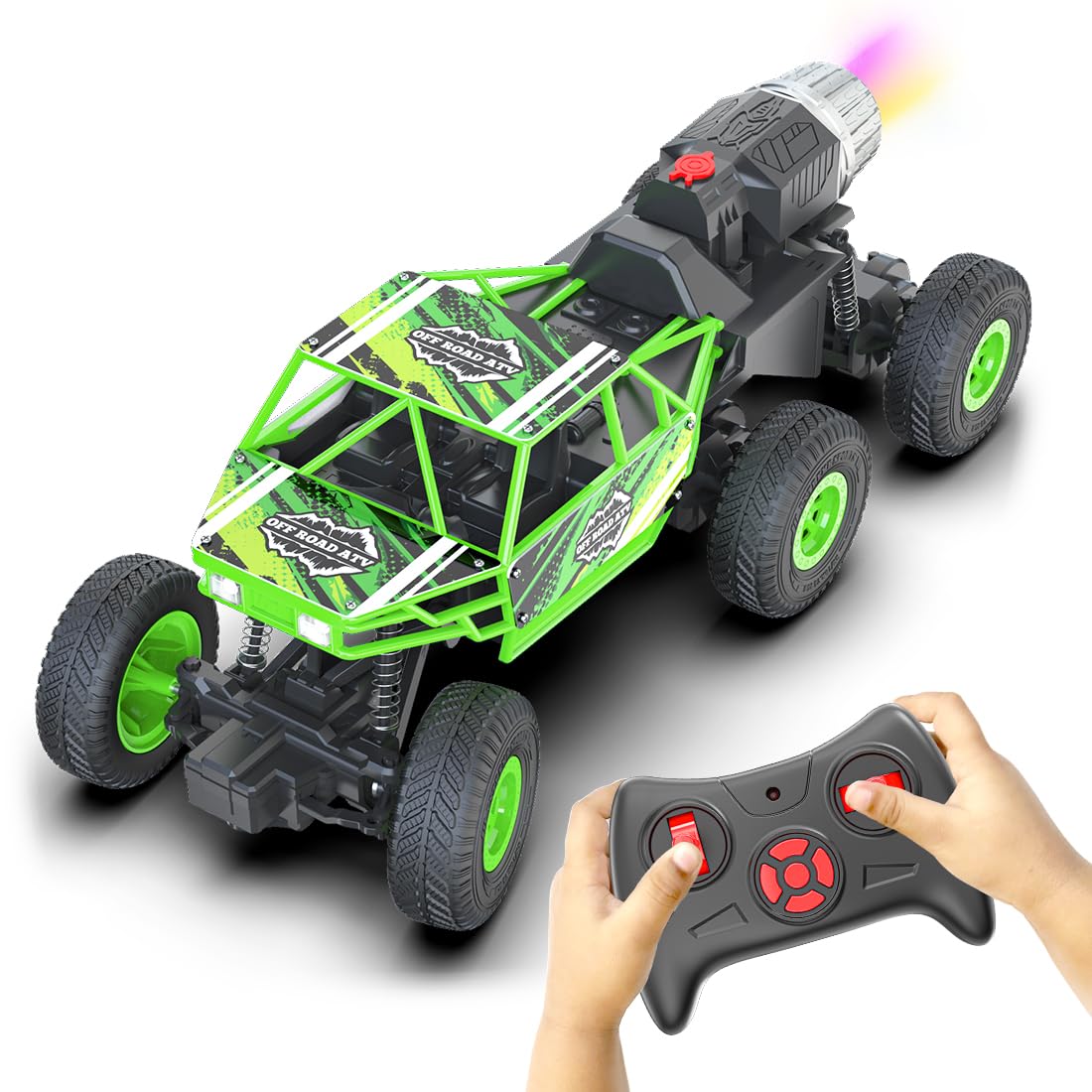 Mirana Mega Ranger | 6WD 4x4 RC Car Toy for Kids | High Speed ATV Remote Control Rock Crawler with Smoke Exhaust | C-Type USB Rechargeable Offroad Monster Truck | Gift for Boys & Girls (Silver)