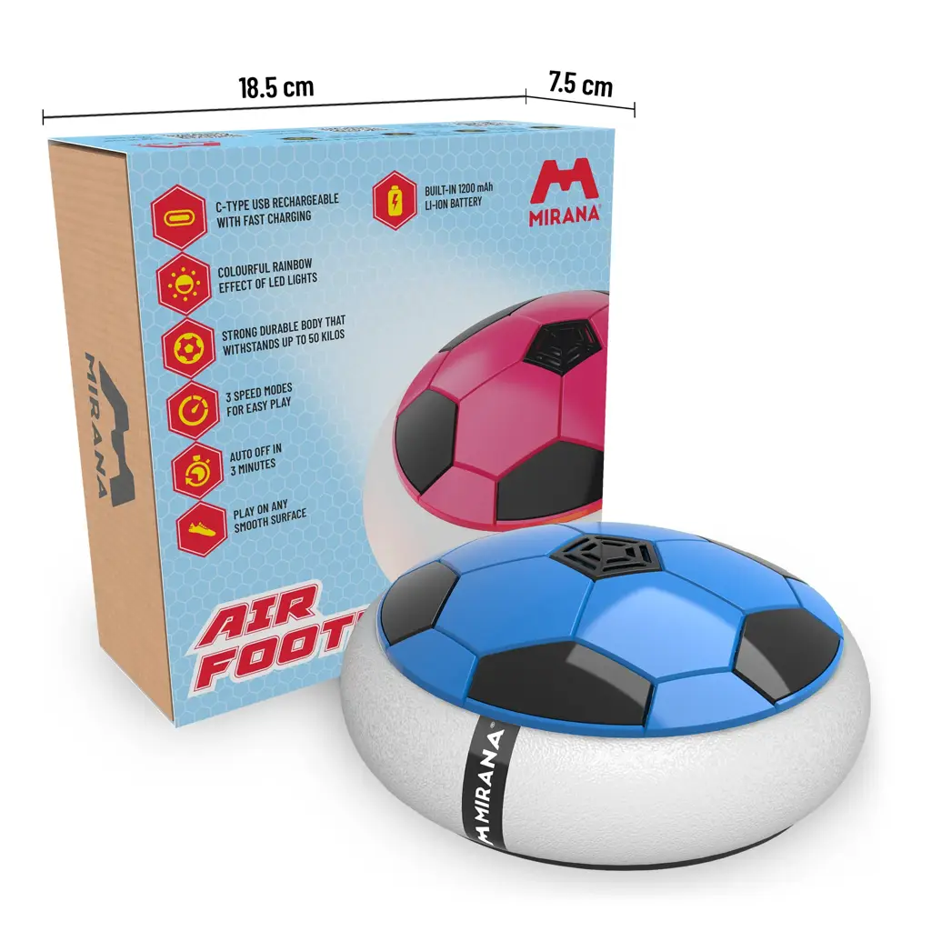 Mirana Type-C USB Rechargeable Hover Football Indoor Floating Hoverball Soccer | Air Football Neon Lite | Made in India Fun Toy Best Gift for Boys and Kids (Red)