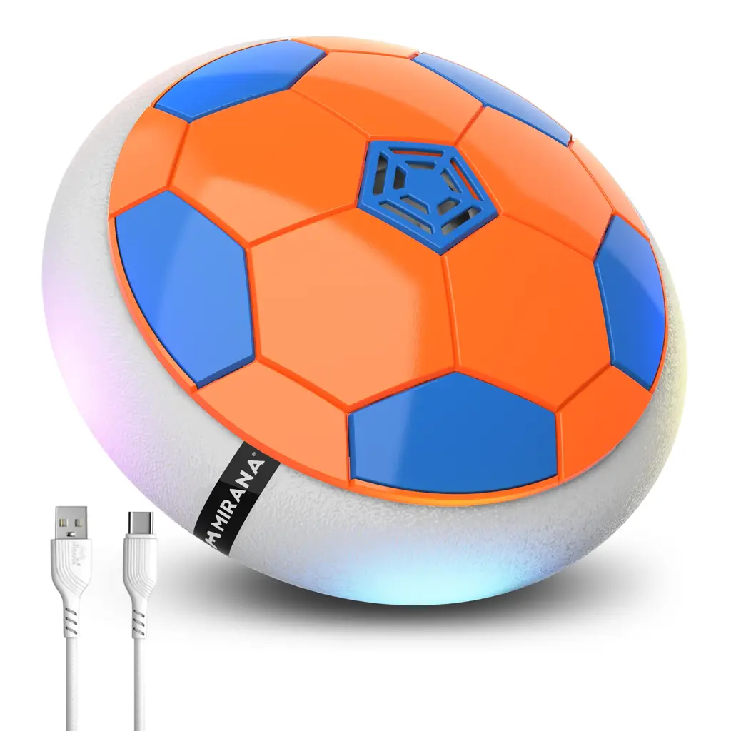 Mirana Type-C USB Rechargeable Hover Football Indoor Floating Hoverball Soccer | Air Football Neon Lite | Made in India Fun Toy Best Gift for Boys and Kids (Red)