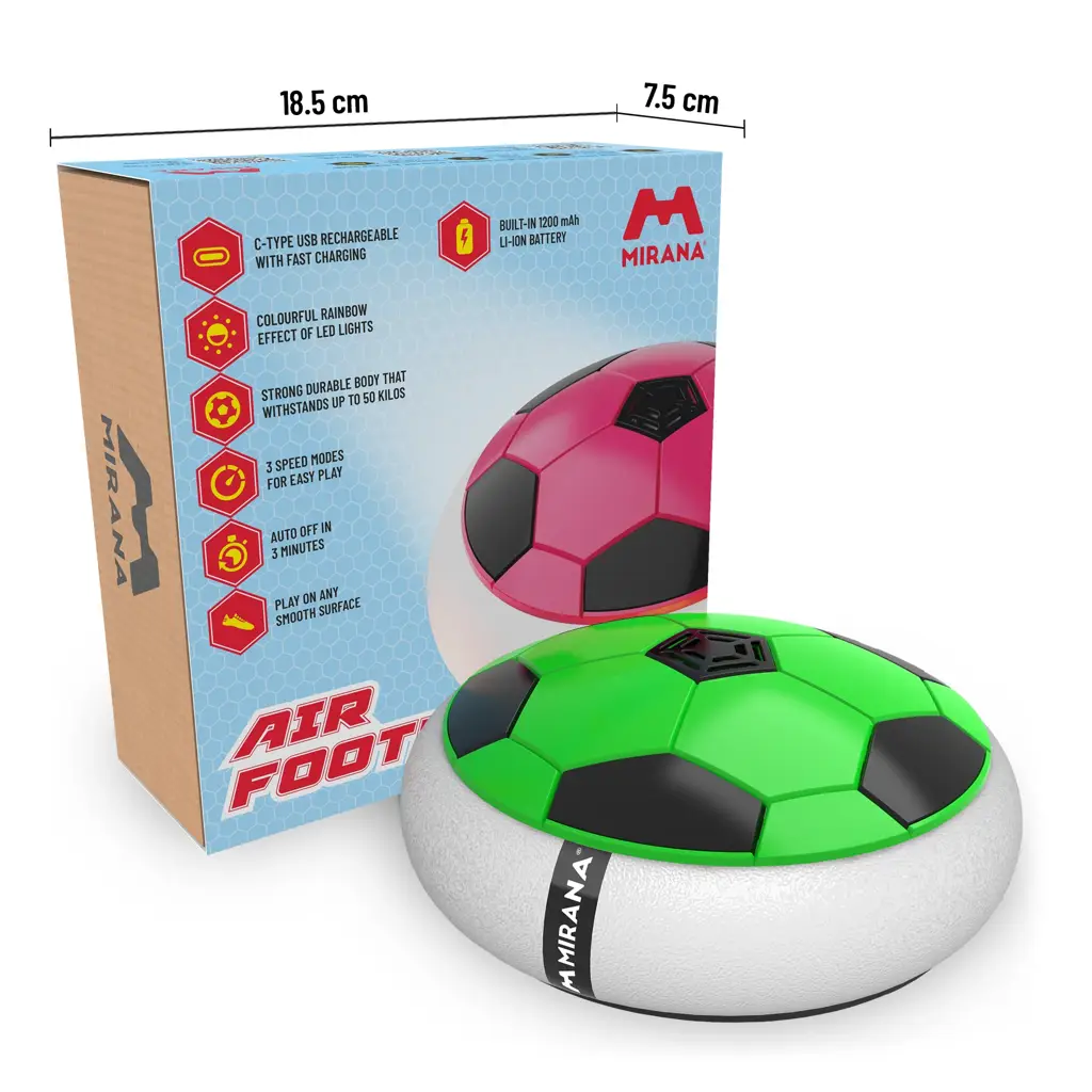 Mirana Type-C USB Rechargeable Hover Football Indoor Floating Hoverball Soccer | Air Football Neon Lite | Made in India Fun Toy Best Gift for Boys and Kids (Red)