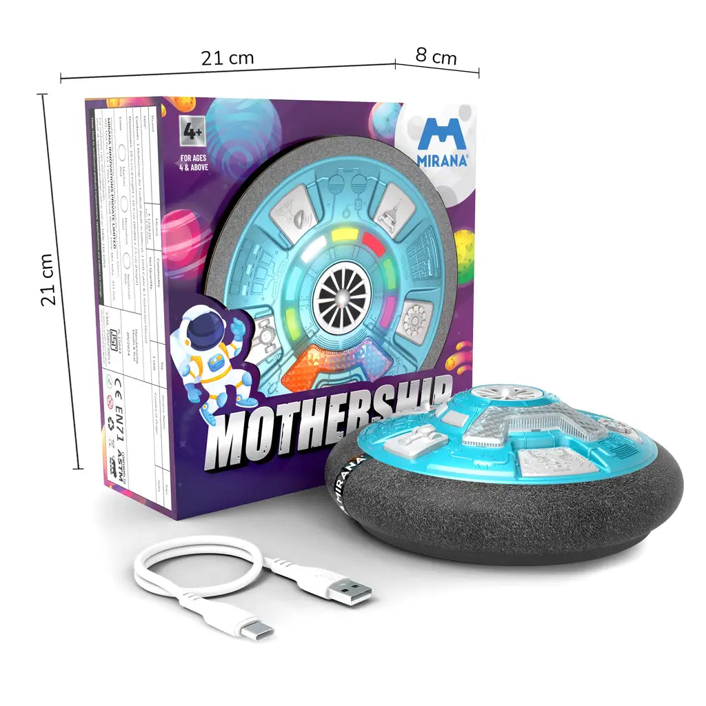 Mirana C-Type USB Rechargeable LED Hover Football | Air Football Mothership | Soccer Ball Best Gift for Boys Girls and Kids Ball (Moonshine Silver)