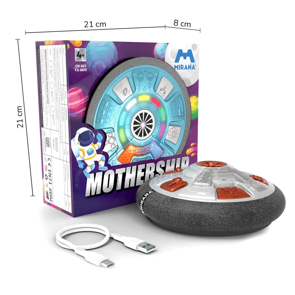 Mirana C-Type USB Rechargeable LED Hover Football | Air Football Mothership | Soccer Ball Best Gift for Boys Girls and Kids Ball (Moonshine Silver)