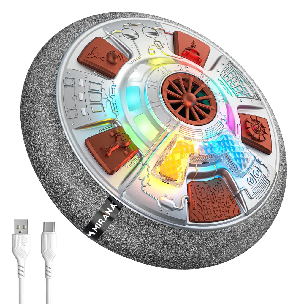 Mirana C-Type USB Rechargeable LED Hover Football | Air Football Mothership | Soccer Ball Best Gift for Boys Girls and Kids Ball (Moonshine Silver)