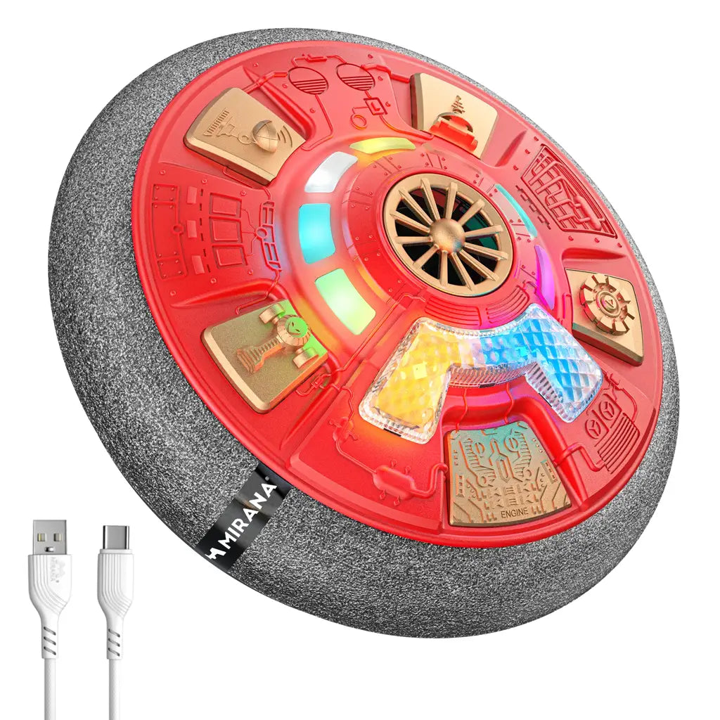 Mirana C-Type USB Rechargeable LED Hover Football | Air Football Mothership | Soccer Ball Best Gift for Boys Girls and Kids Ball (Moonshine Silver)