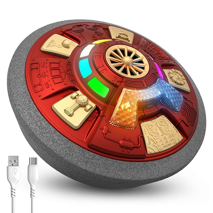 Mirana C-Type USB Rechargeable LED Hover Football | Air Football Mothership | Soccer Ball Best Gift for Boys Girls and Kids Ball (Moonshine Silver)