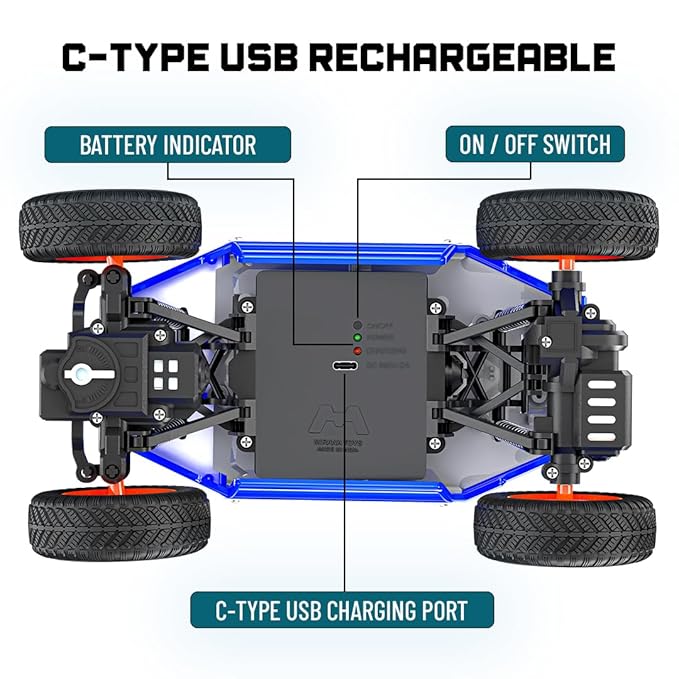 Mirana Duster 2WD Rock Crawler 4x4 | Rechargeable Offroad Monster Truck | High Speed ATV RC Car with Nitro Boost | Remote Control Car Toys for Kids | Made in India (2 Wheel Drive, Green)