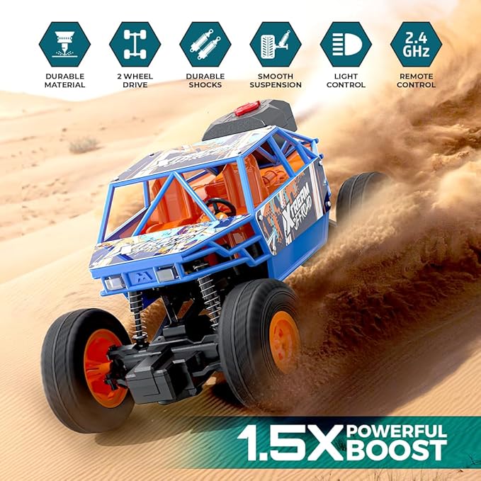 Mirana Duster 2WD Rock Crawler 4x4 | Rechargeable Offroad Monster Truck | High Speed ATV RC Car with Nitro Boost | Remote Control Car Toys for Kids | Made in India (2 Wheel Drive, Green)
