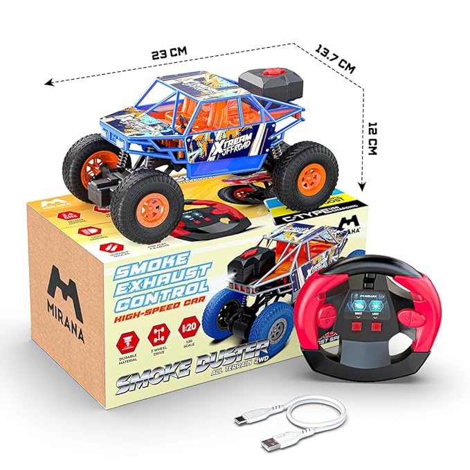 Mirana Duster 2WD Rock Crawler 4x4 | Rechargeable Offroad Monster Truck | High Speed ATV RC Car with Nitro Boost | Remote Control Car Toys for Kids | Made in India (2 Wheel Drive, Green)