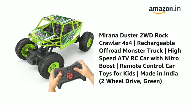 Mirana Duster 2WD Rock Crawler 4x4 | Rechargeable Offroad Monster Truck | High Speed ATV RC Car with Nitro Boost | Remote Control Car Toys for Kids | Made in India (2 Wheel Drive, Green)