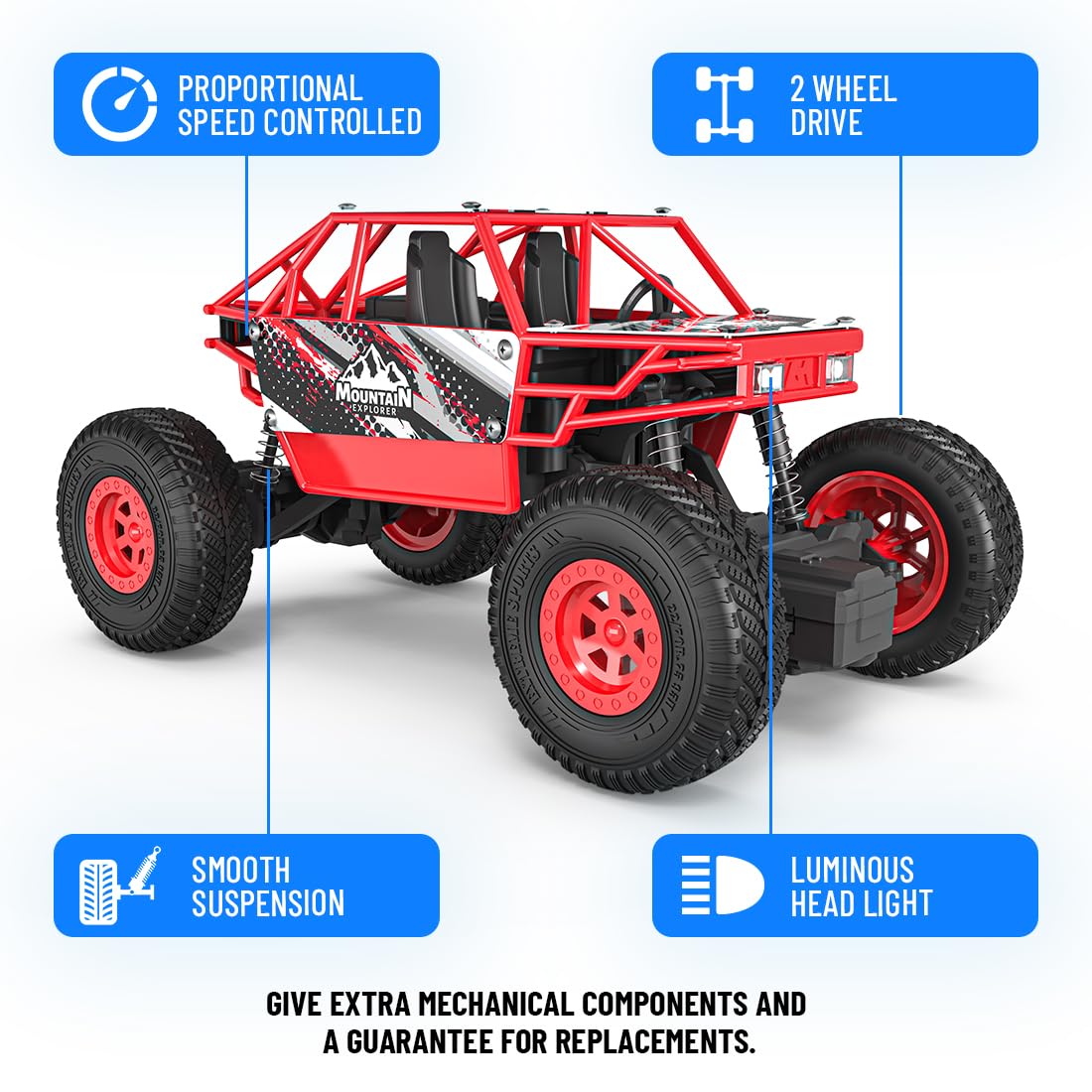 Mirana Duster 2WD Rock Crawler 4x4 | Rechargeable Offroad Monster Truck | High Speed ATV RC Car with Nitro Boost | Remote Control Car Toys for Kids | Made in India (2 Wheel Drive, Green)