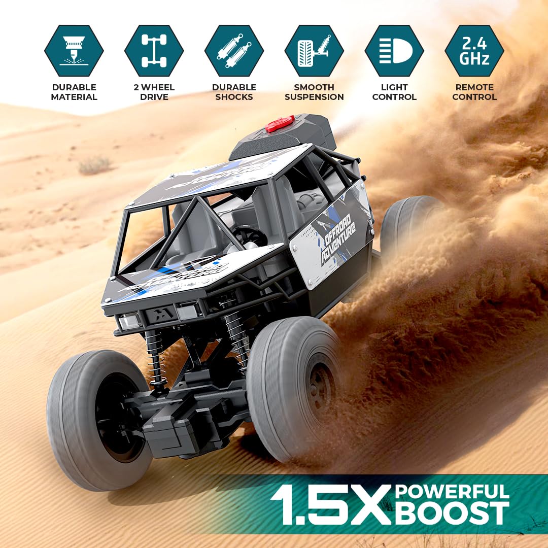 Mirana Duster 2WD Rock Crawler 4x4 | Rechargeable Offroad Monster Truck | High Speed ATV RC Car with Nitro Boost | Remote Control Car Toys for Kids | Made in India (2 Wheel Drive, Green)