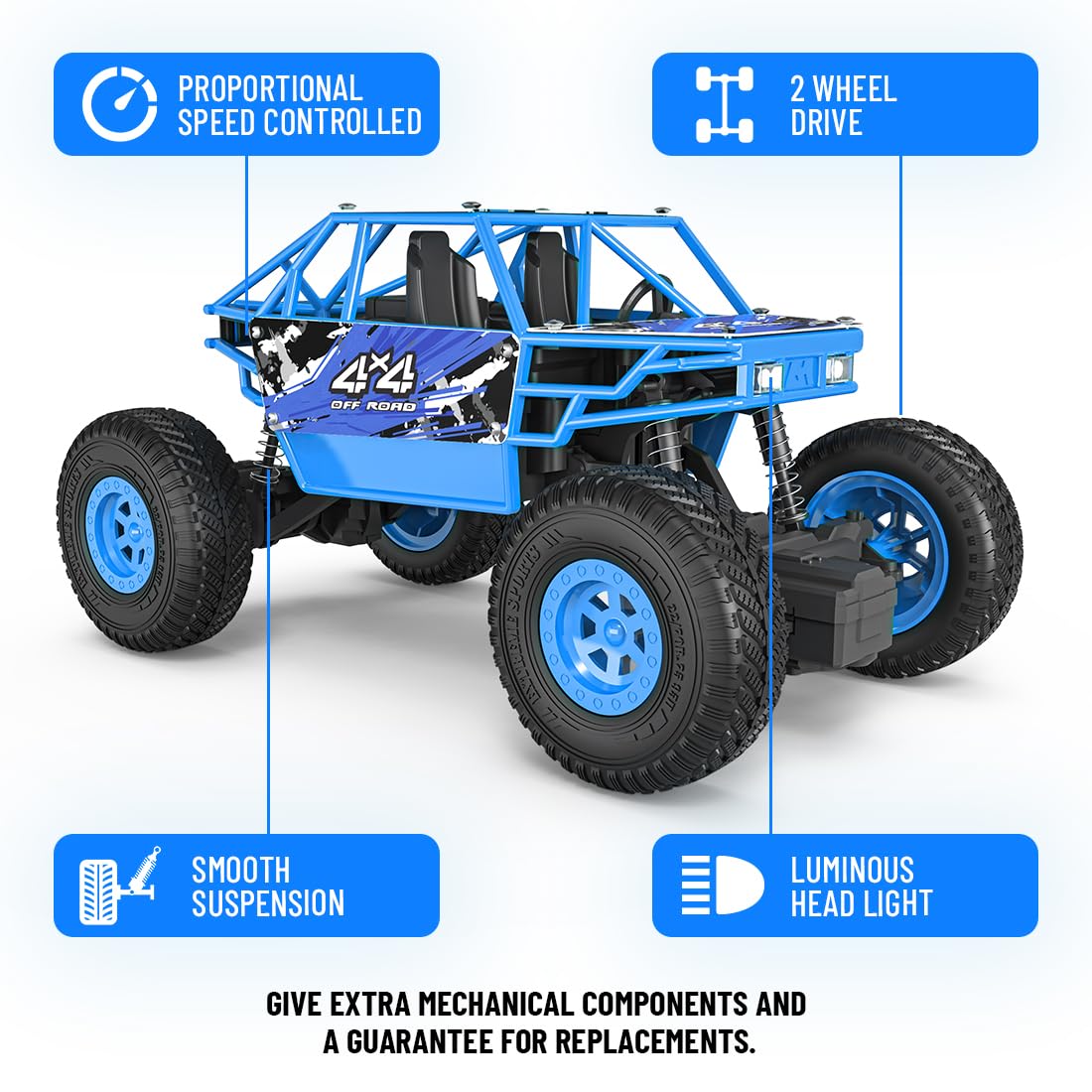 Mirana Duster 2WD Rock Crawler 4x4 | Rechargeable Offroad Monster Truck | High Speed ATV RC Car with Nitro Boost | Remote Control Car Toys for Kids | Made in India (2 Wheel Drive, Green)