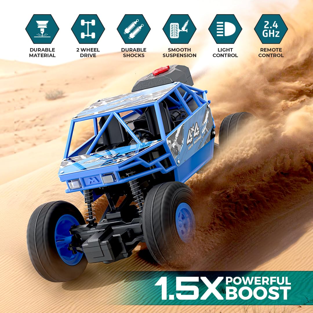 Mirana Duster 2WD Rock Crawler 4x4 | Rechargeable Offroad Monster Truck | High Speed ATV RC Car with Nitro Boost | Remote Control Car Toys for Kids | Made in India (2 Wheel Drive, Green)