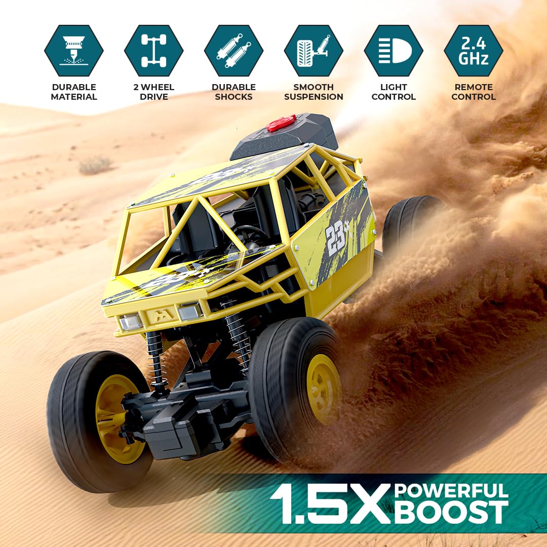 Mirana Duster 2WD Rock Crawler 4x4 | Rechargeable Offroad Monster Truck | High Speed ATV RC Car with Nitro Boost | Remote Control Car Toys for Kids | Made in India (2 Wheel Drive, Green)