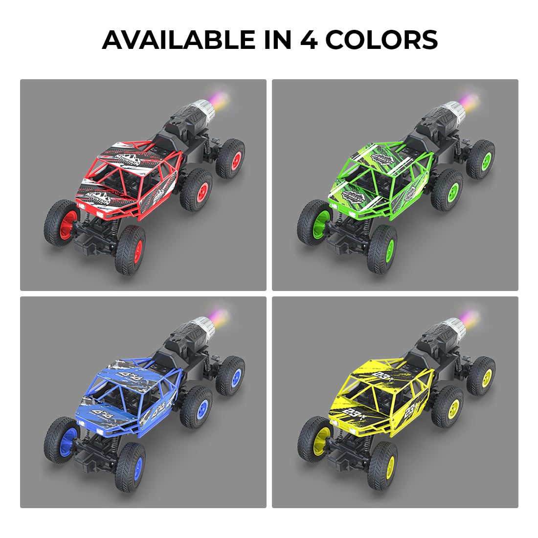 Mirana Mega Ranger | 6WD 4x4 RC Car Toy for Kids | High Speed ATV Remote Control Rock Crawler with Smoke Exhaust | C-Type USB Rechargeable Offroad Monster Truck | Gift for Boys & Girls (Silver)