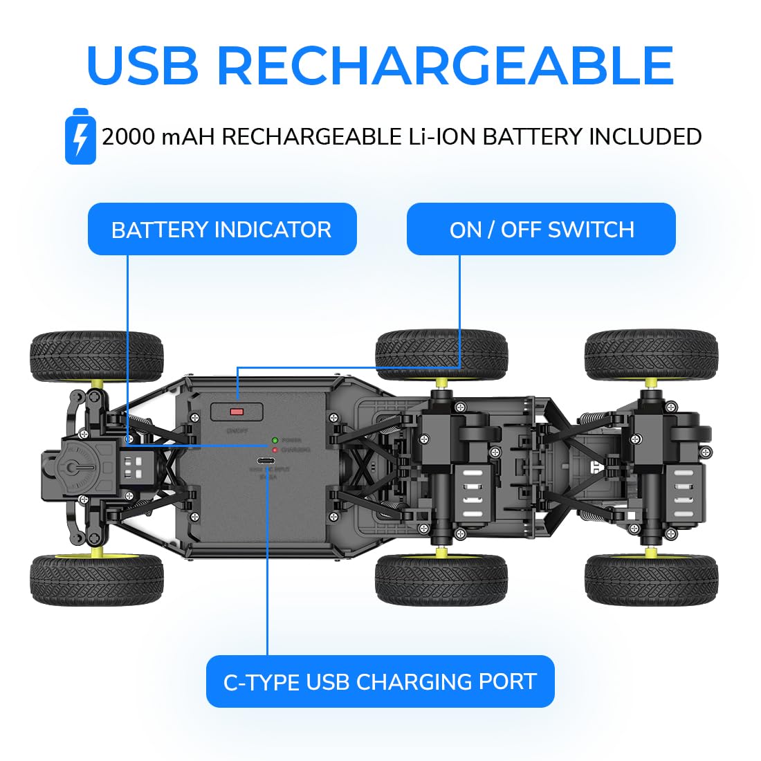 Mirana Mega Ranger | 6WD 4x4 RC Car Toy for Kids | High Speed ATV Remote Control Rock Crawler with Smoke Exhaust | C-Type USB Rechargeable Offroad Monster Truck | Gift for Boys & Girls (Silver)