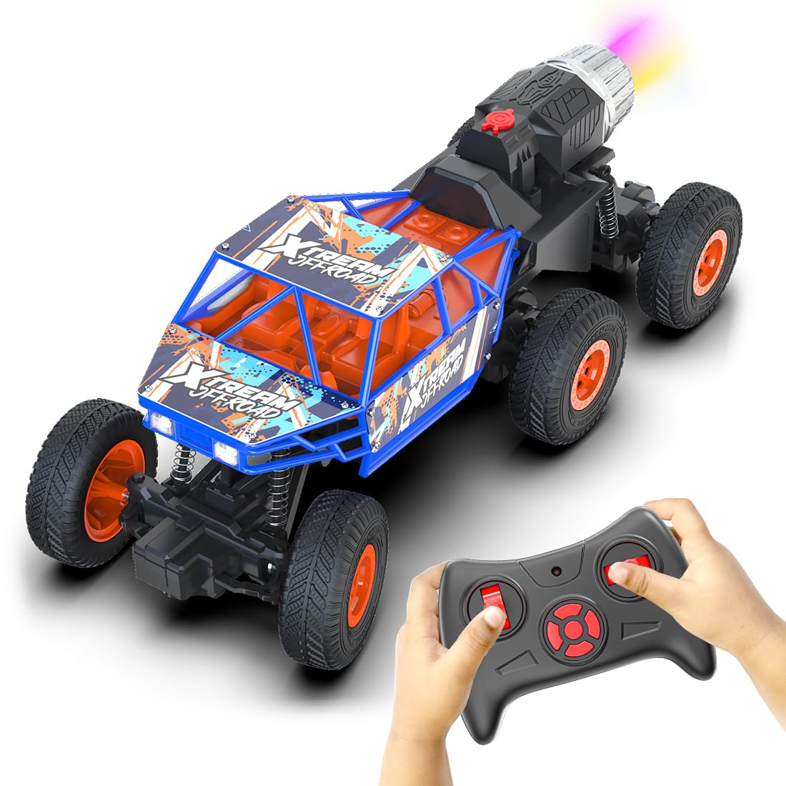 Mirana Mega Ranger | 6WD 4x4 RC Car Toy for Kids | High Speed ATV Remote Control Rock Crawler with Smoke Exhaust | C-Type USB Rechargeable Offroad Monster Truck | Gift for Boys & Girls (Silver)