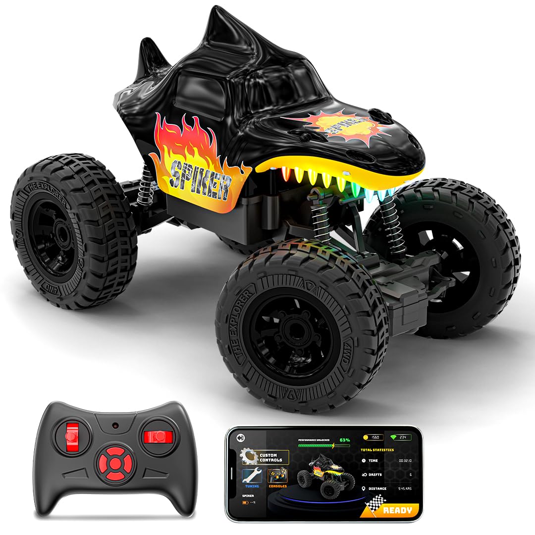 Mirana Spiker 2WD RC Car for Kids | High-Speed ATV Remote & App-Controlled Rock Crawler | USB Rechargeable Offroad Monster Truck with Bluetooth Speakers & RGB Lights | Gift for Boys & Girls