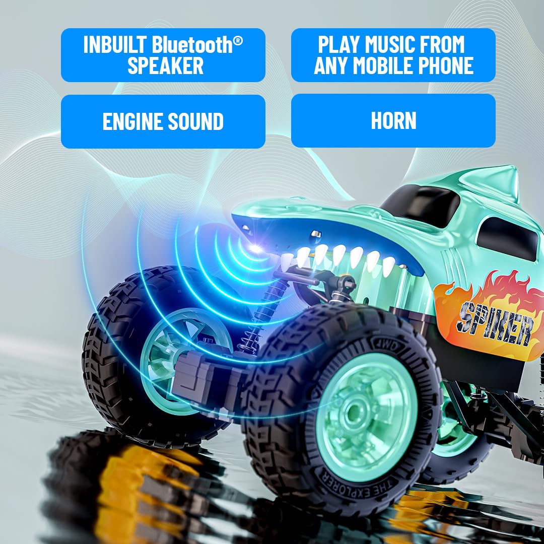 Mirana Spiker 2WD RC Car for Kids | High-Speed ATV Remote & App-Controlled Rock Crawler | USB Rechargeable Offroad Monster Truck with Bluetooth Speakers & RGB Lights | Gift for Boys & Girls