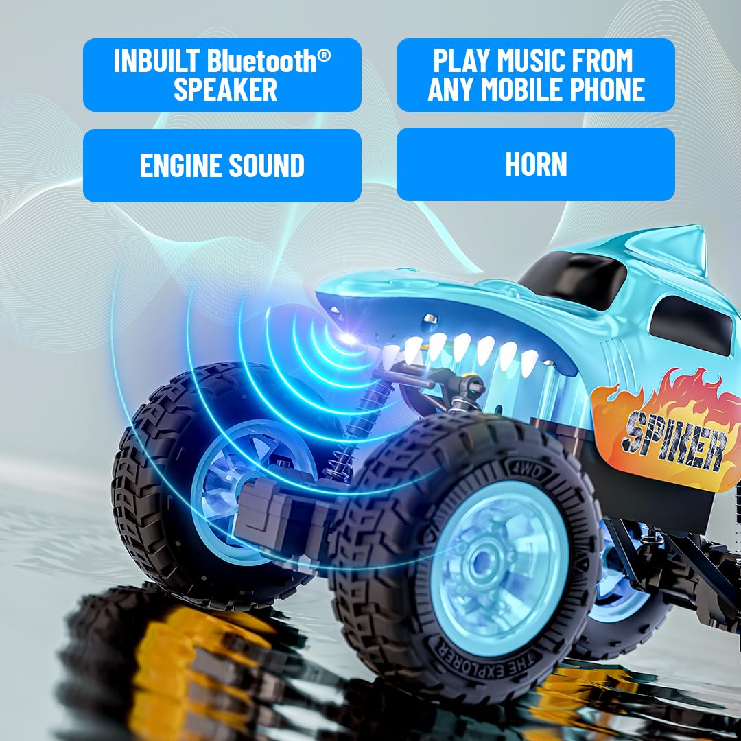 Mirana Spiker 2WD RC Car for Kids | High-Speed ATV Remote & App-Controlled Rock Crawler | USB Rechargeable Offroad Monster Truck with Bluetooth Speakers & RGB Lights | Gift for Boys & Girls