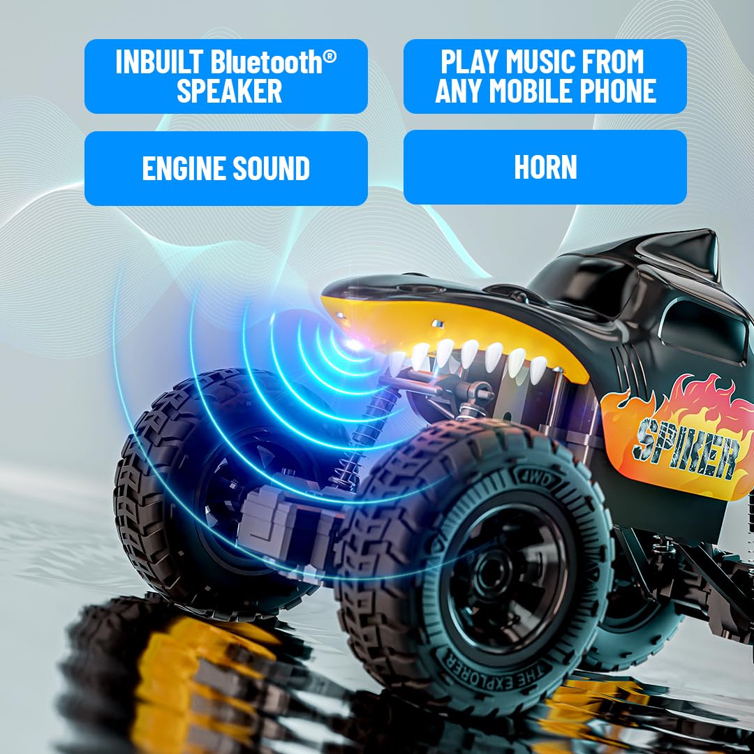 Mirana Spiker 2WD RC Car for Kids | High-Speed ATV Remote & App-Controlled Rock Crawler | USB Rechargeable Offroad Monster Truck with Bluetooth Speakers & RGB Lights | Gift for Boys & Girls